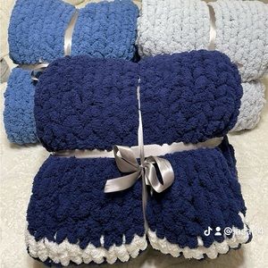 Hi all this blankets are making with chenille yarn